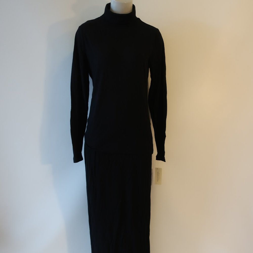 NWT Sonoma 2pc Black Turtleneck Top (L), Black Maxi Skirt (S)*